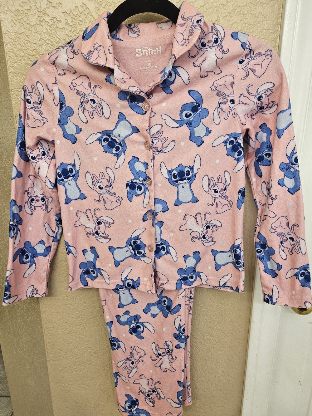 Disney Stitch Pajama Set Size 10